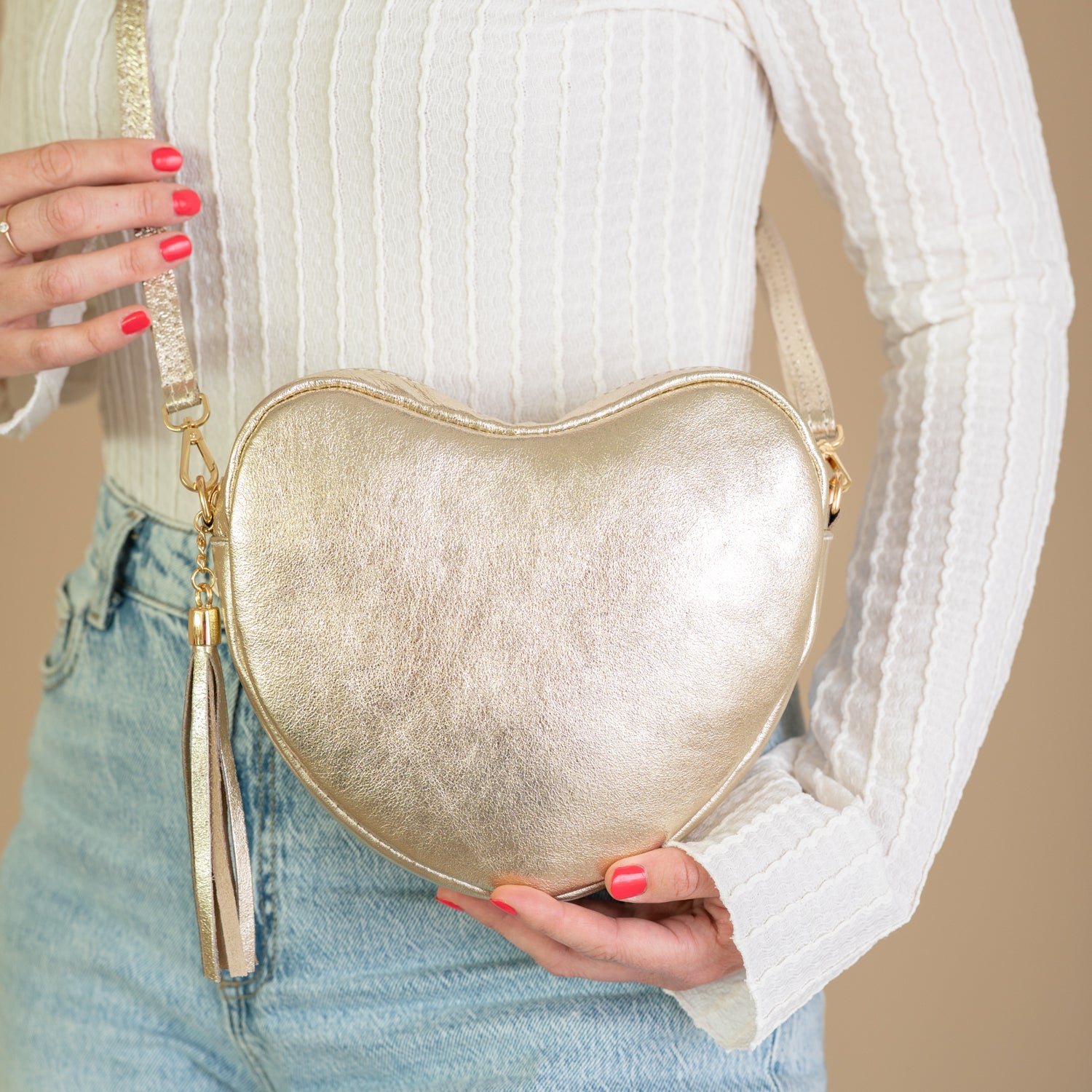 PRE ORDER WEEK 35 | Heart Bag Maite | Goud Metallic
