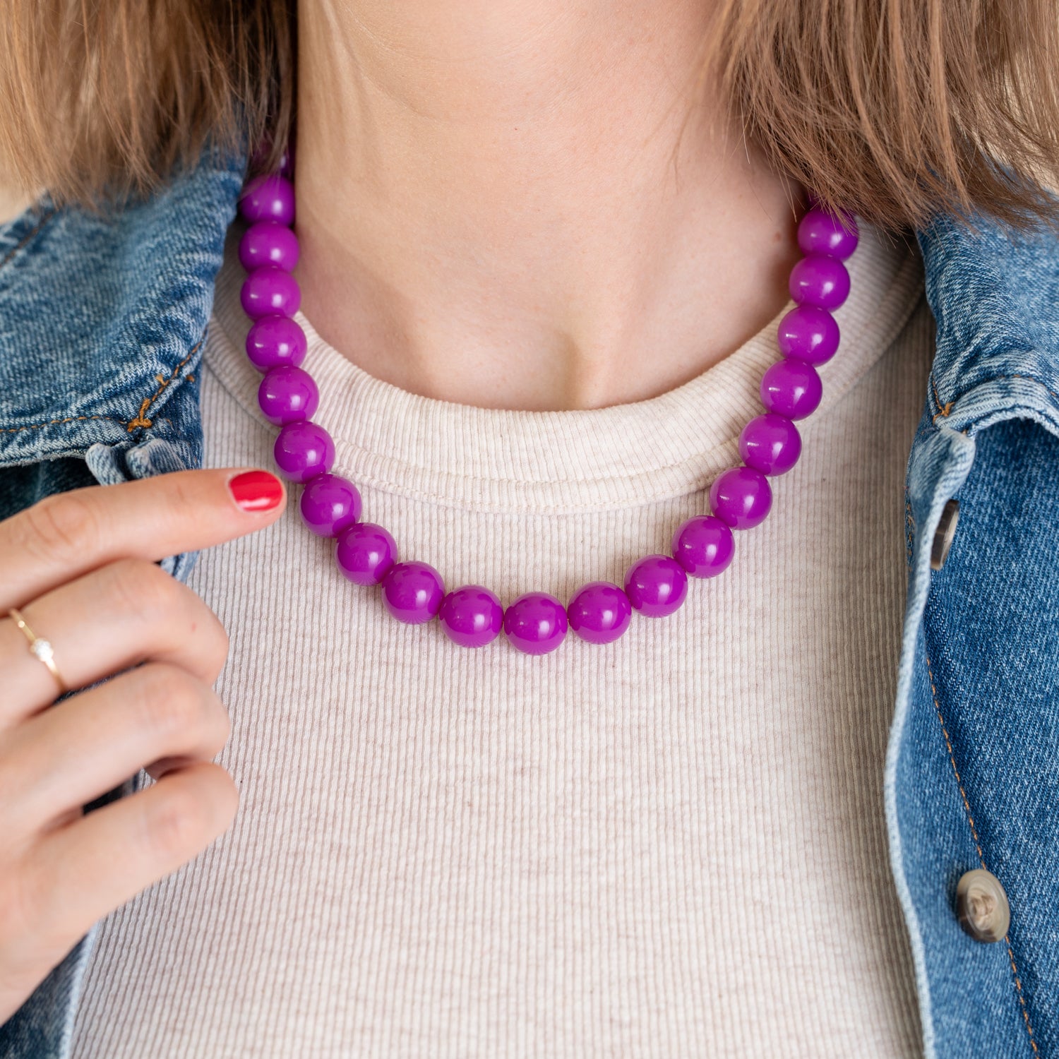 Bold Beads Ketting | Purple Plum - 14 mm