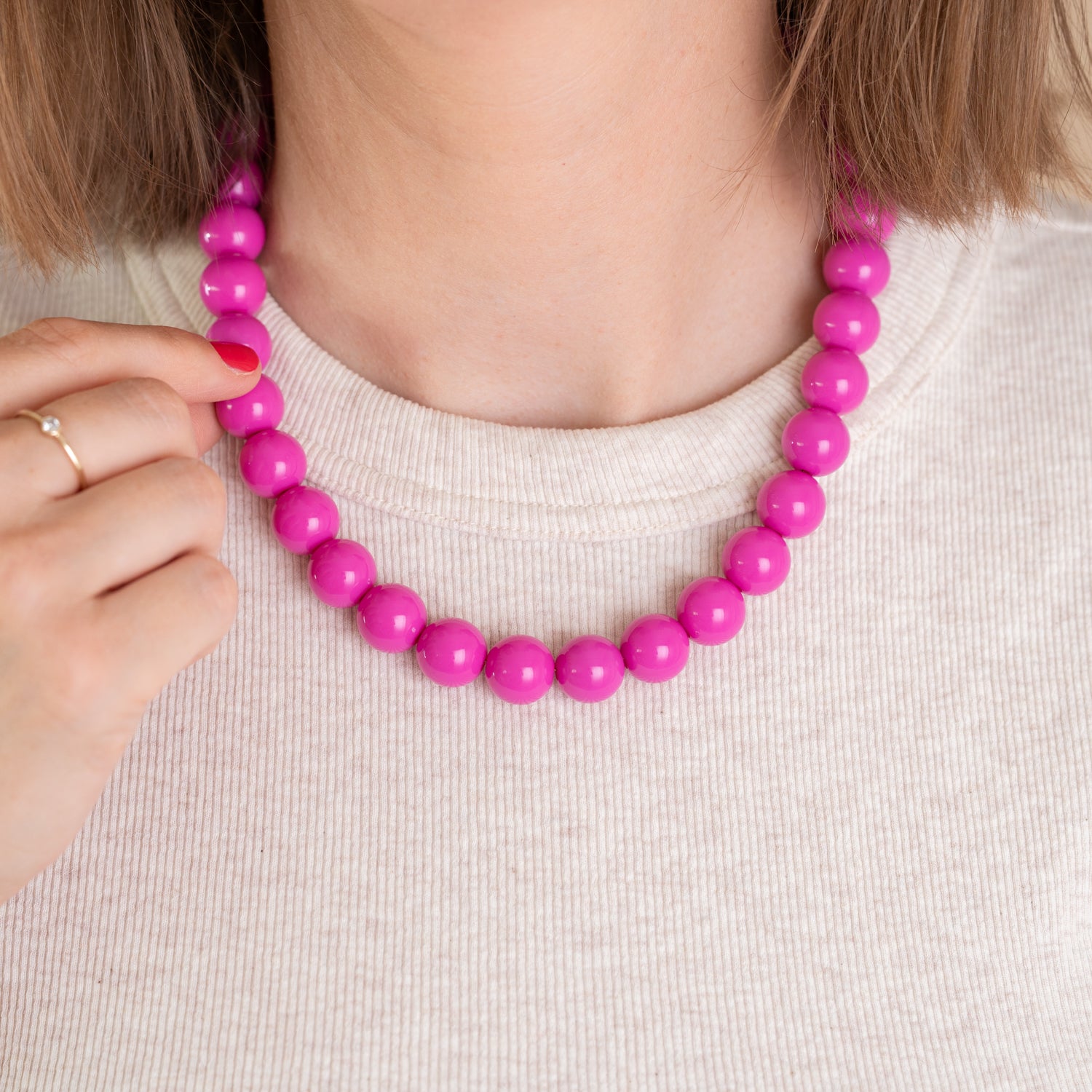 Bold Beads Ketting | Magenta - 14 mm