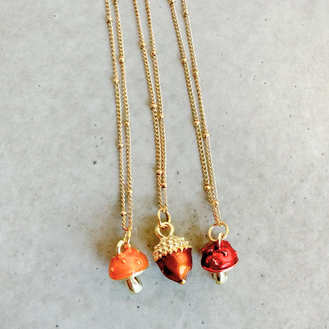 Mushroom Necklace | Red-Gold