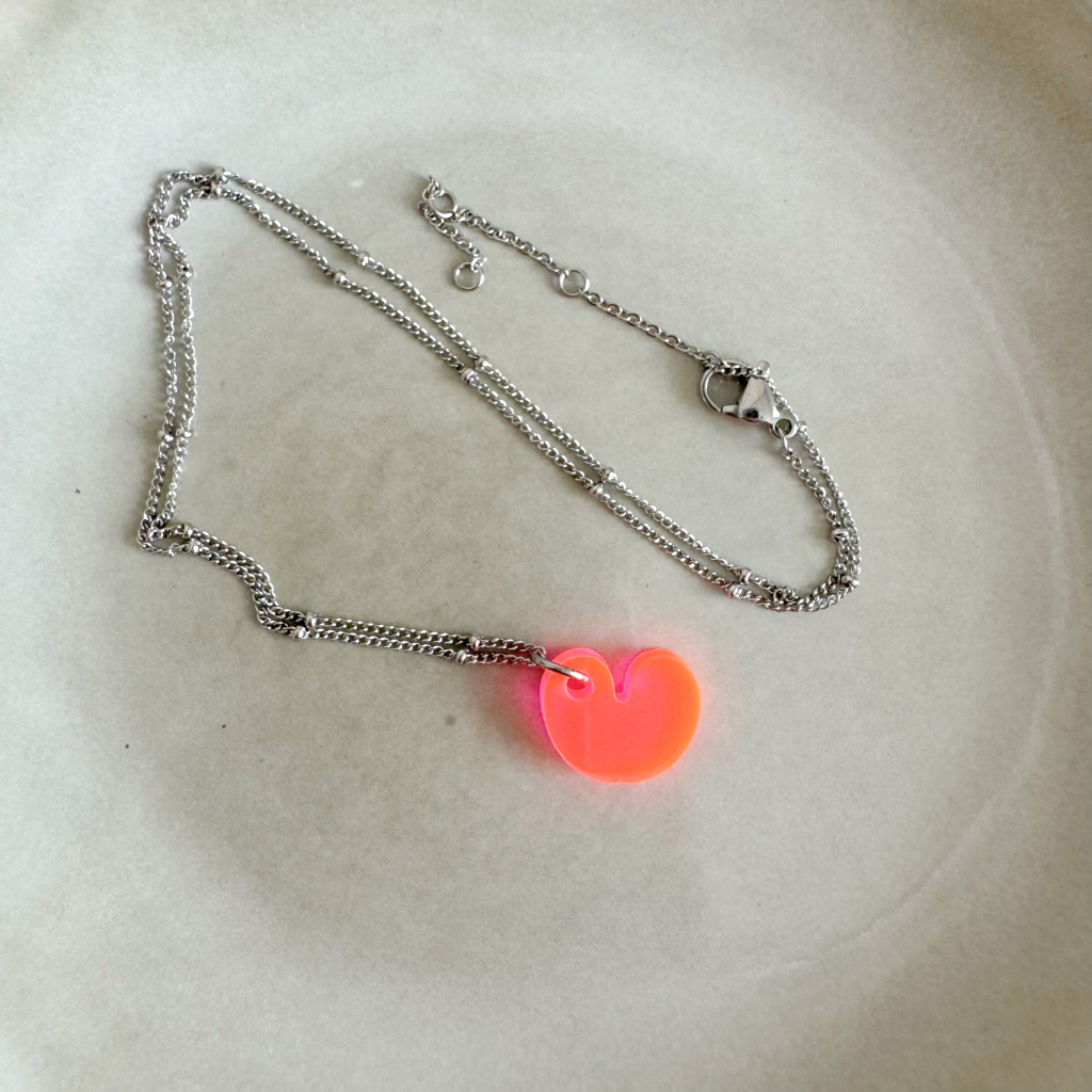 Ketting Lume Charms | Pompeblêdsje Neon Pink Zilver