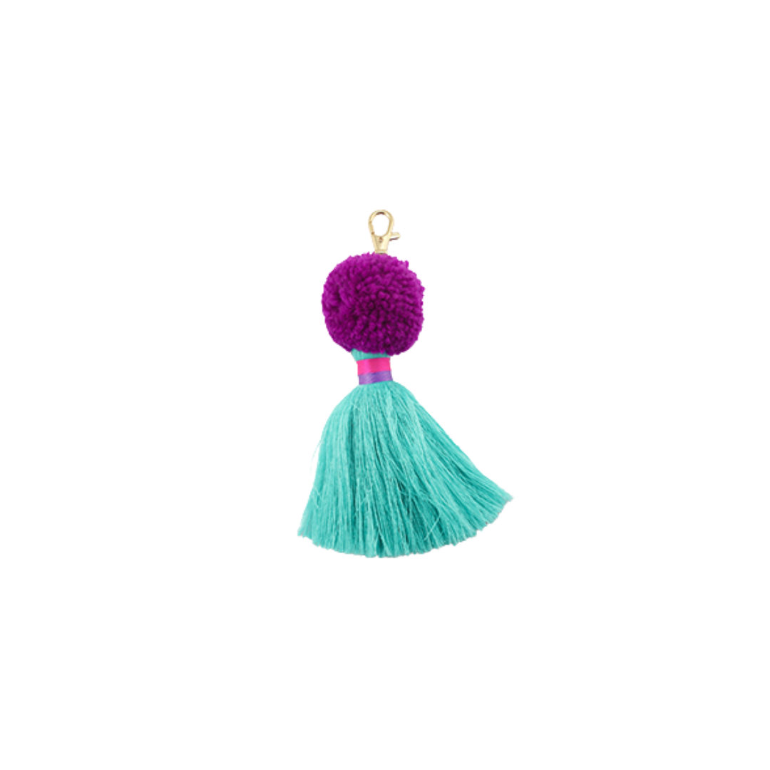 Pompom Sleutelhanger | Turquoise - Paars