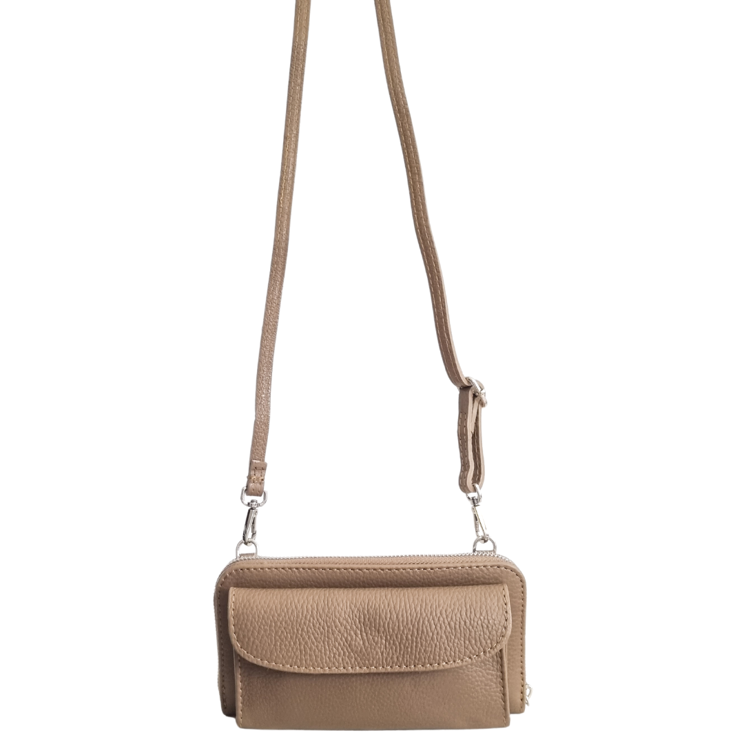 Schoudertas - Portemonnee | Donker Taupe