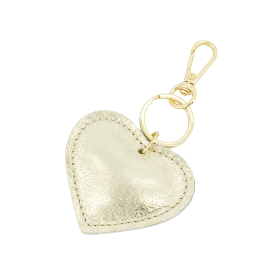 Sleutelhanger Hart Leer | Goud Metallic