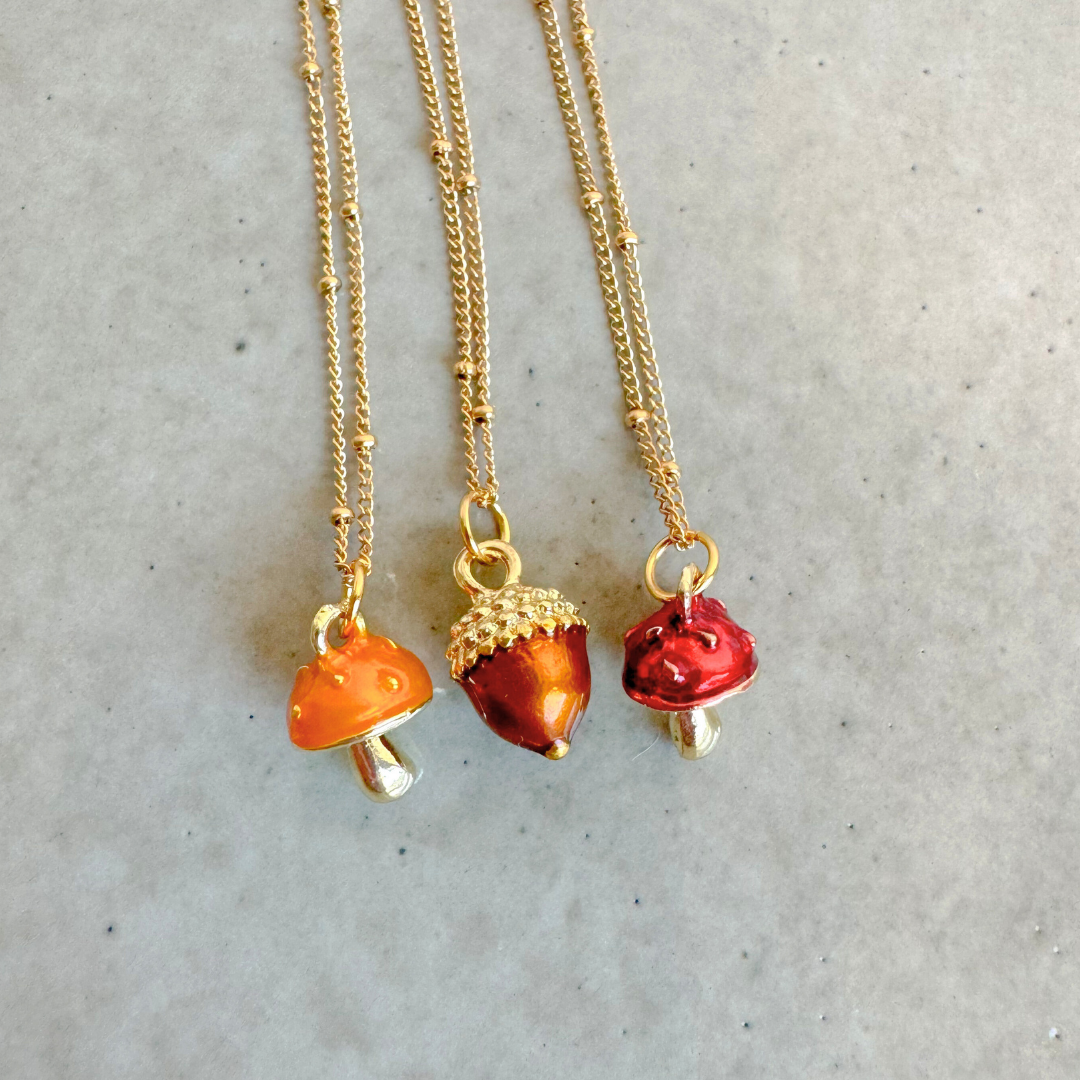 Mushroom Necklace | Red-Gold