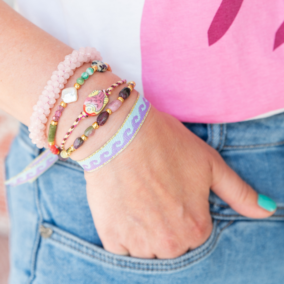 Facet Rol Armband | Ice Light Pink