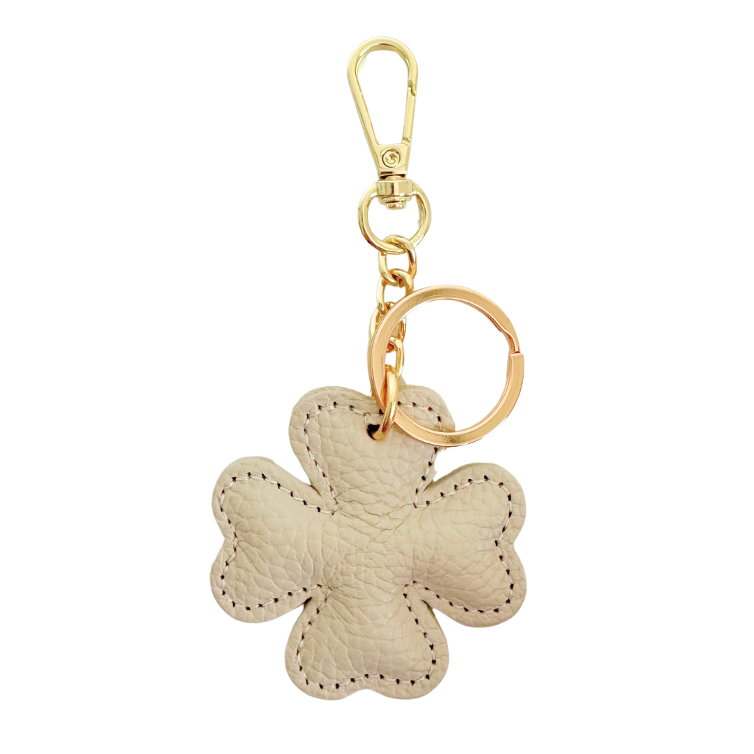 Sleutelhanger Klaver Leer | Ecru
