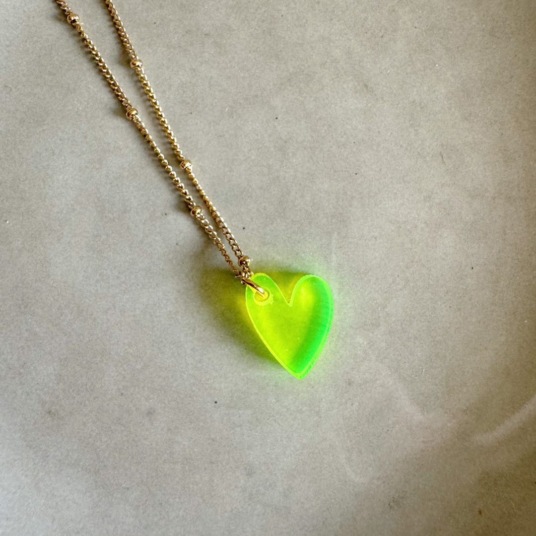 Ketting Lume Charms | Heart Neon Yellow Gold