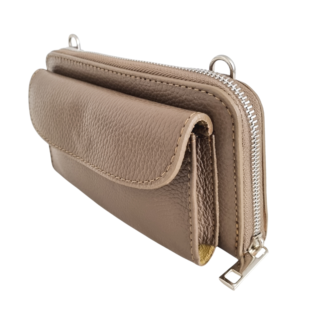 Schoudertas - Portemonnee | Donker Taupe