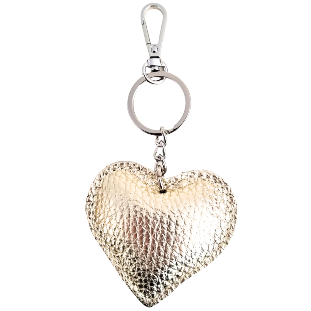 Sleutelhanger Leer | Goud Metallic