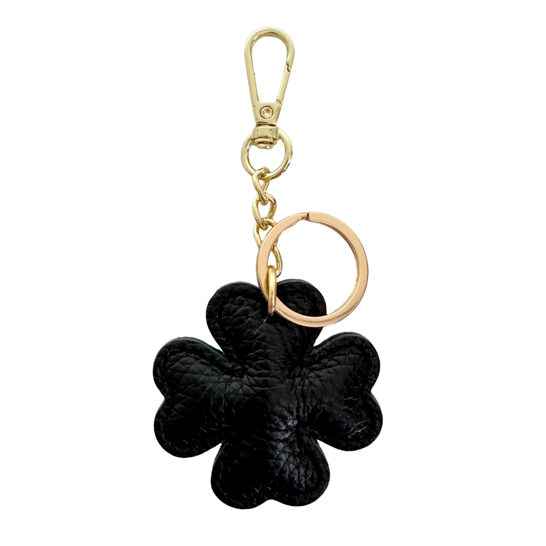 Sleutelhanger Klaver Leer | Zwart