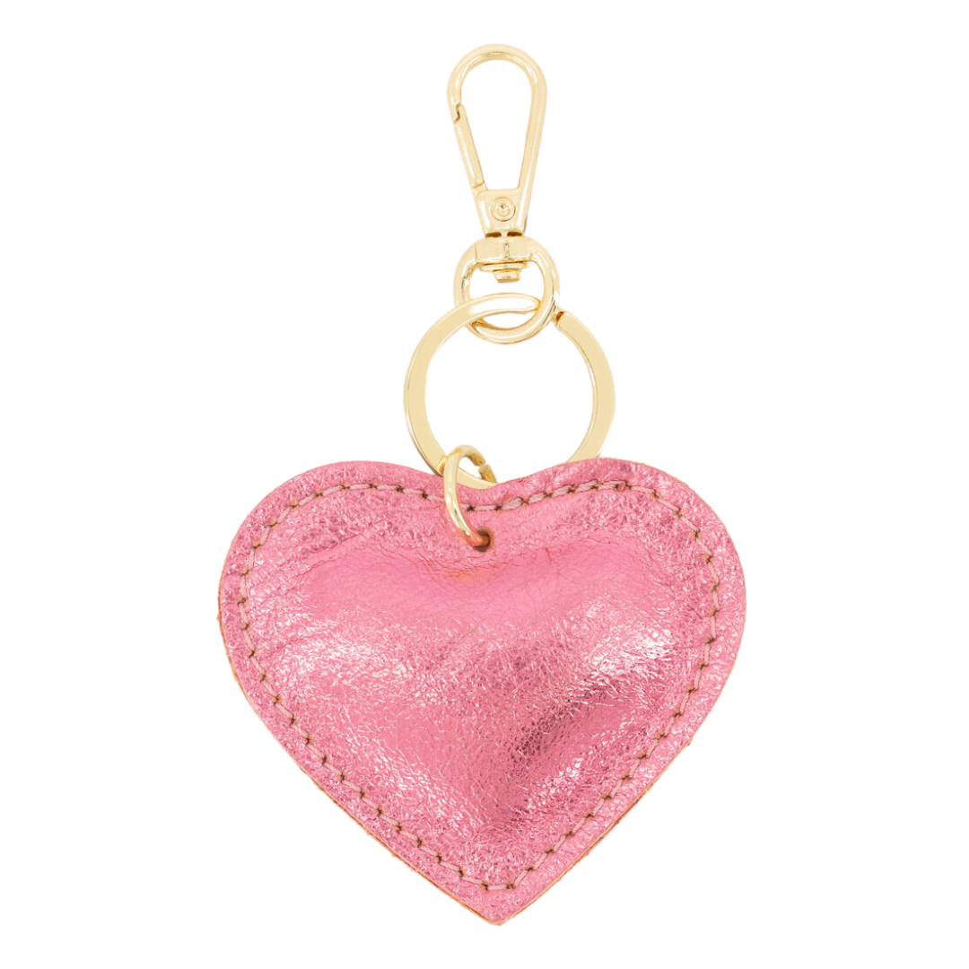 Sleutelhanger Hart Leer | Roze Metallic