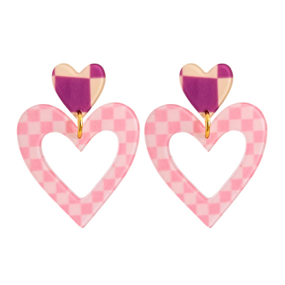 Oorbellen Harten | Roze - Paars