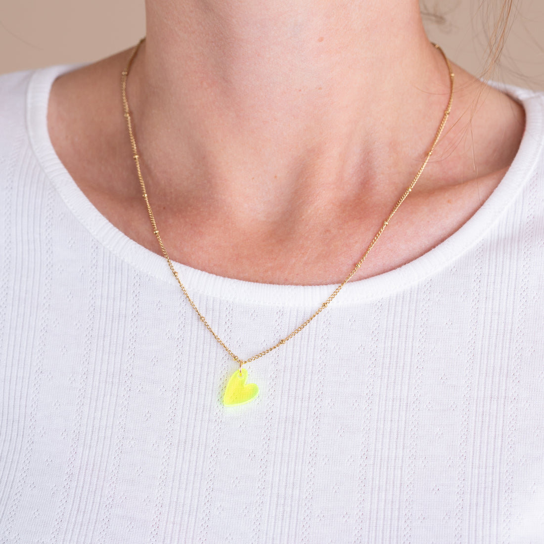 Ketting Lume Charms | Heart Neon Yellow Gold