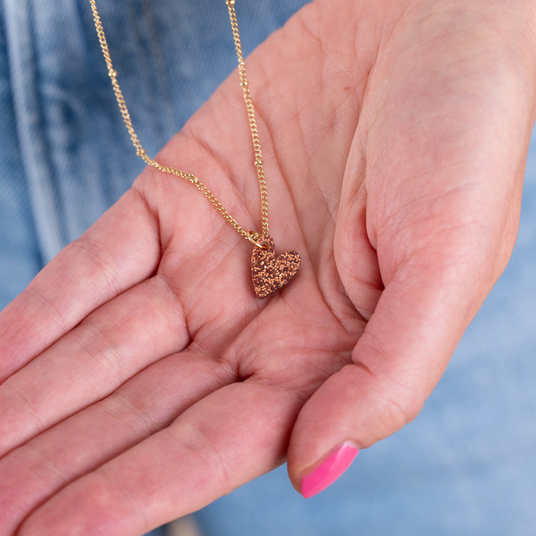 Ketting Lume Charms Glitter | Heart - Copper