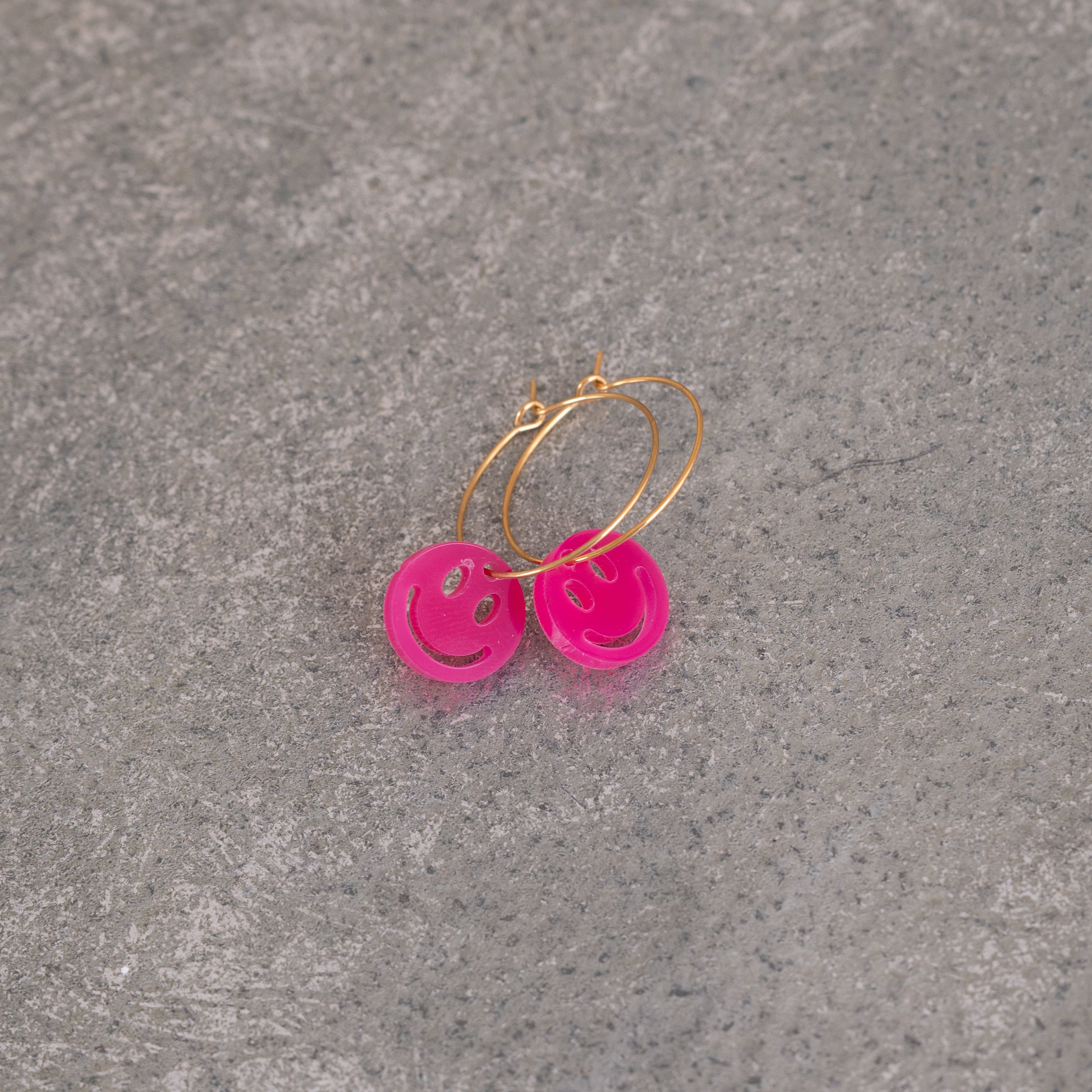 Earrings Creoles Bright Pink | Gold