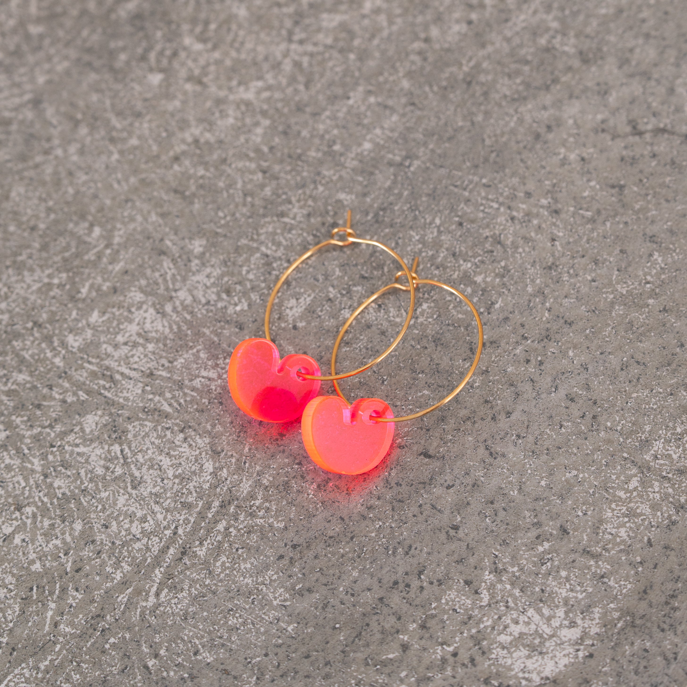 Earrings Creoles Bright Pink | Gold