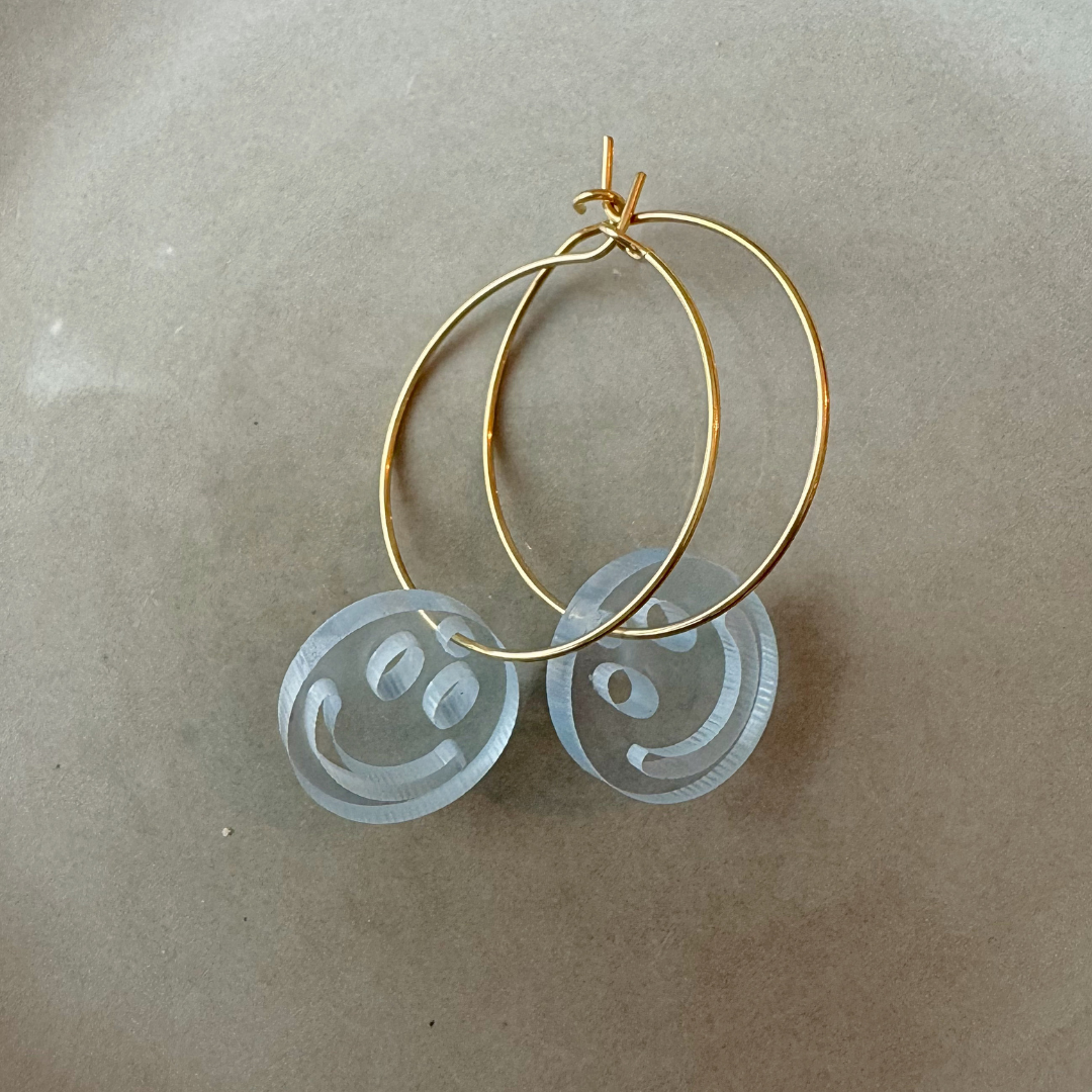 Oorbellen Hoops Lume Charms | Smile Neon Blue