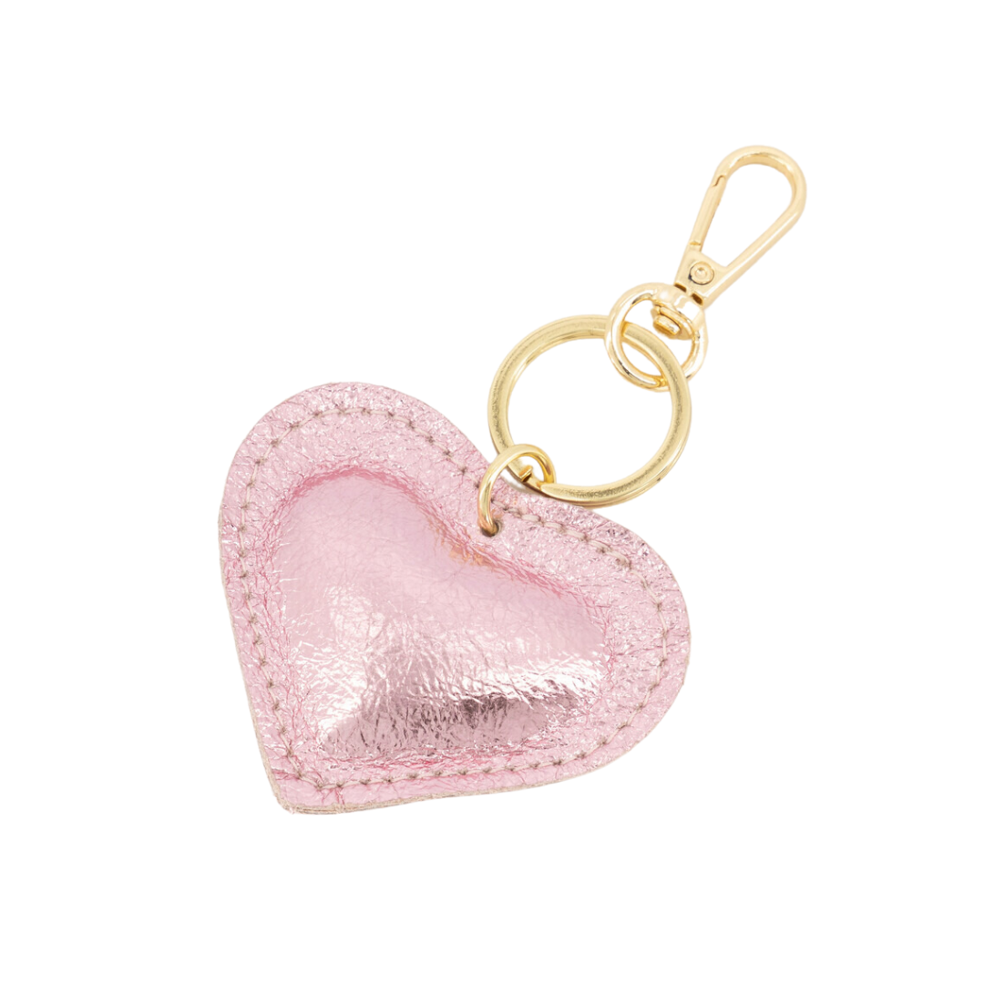 Sleutelhanger Hart Leer | Licht Roze Metallic