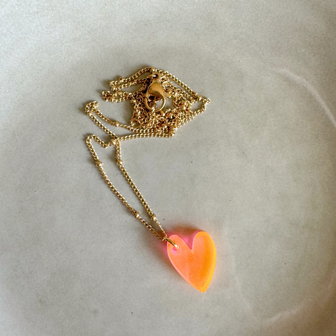 Ketting Lume Charms | Heart Neon Orange Gold