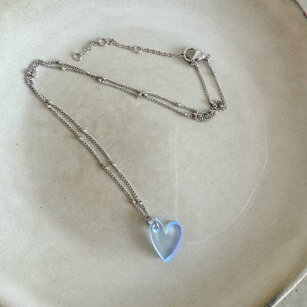 Ketting Lume Charms | Heart Neon Blue Silver