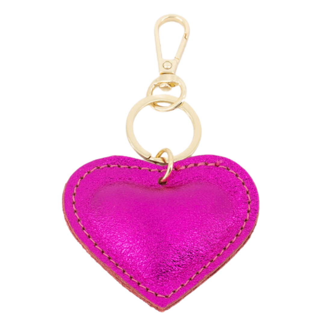 Sleutelhanger Hart Leer | Fuchsia Metallic