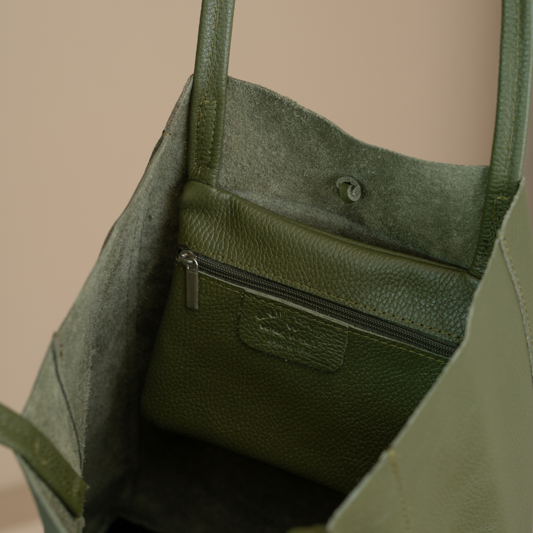 Shopper (leer) Liene | Olijfgroen