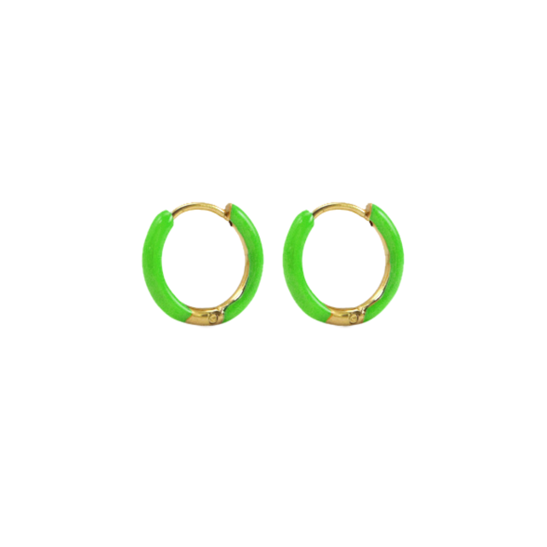 Earrings Creoles Enamel | Apple Green