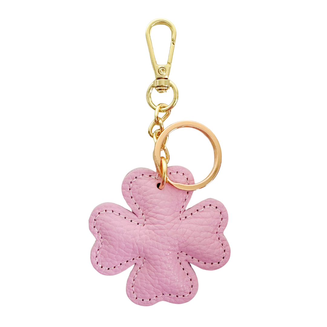Sleutelhanger Klaver Leer | Licht Roze