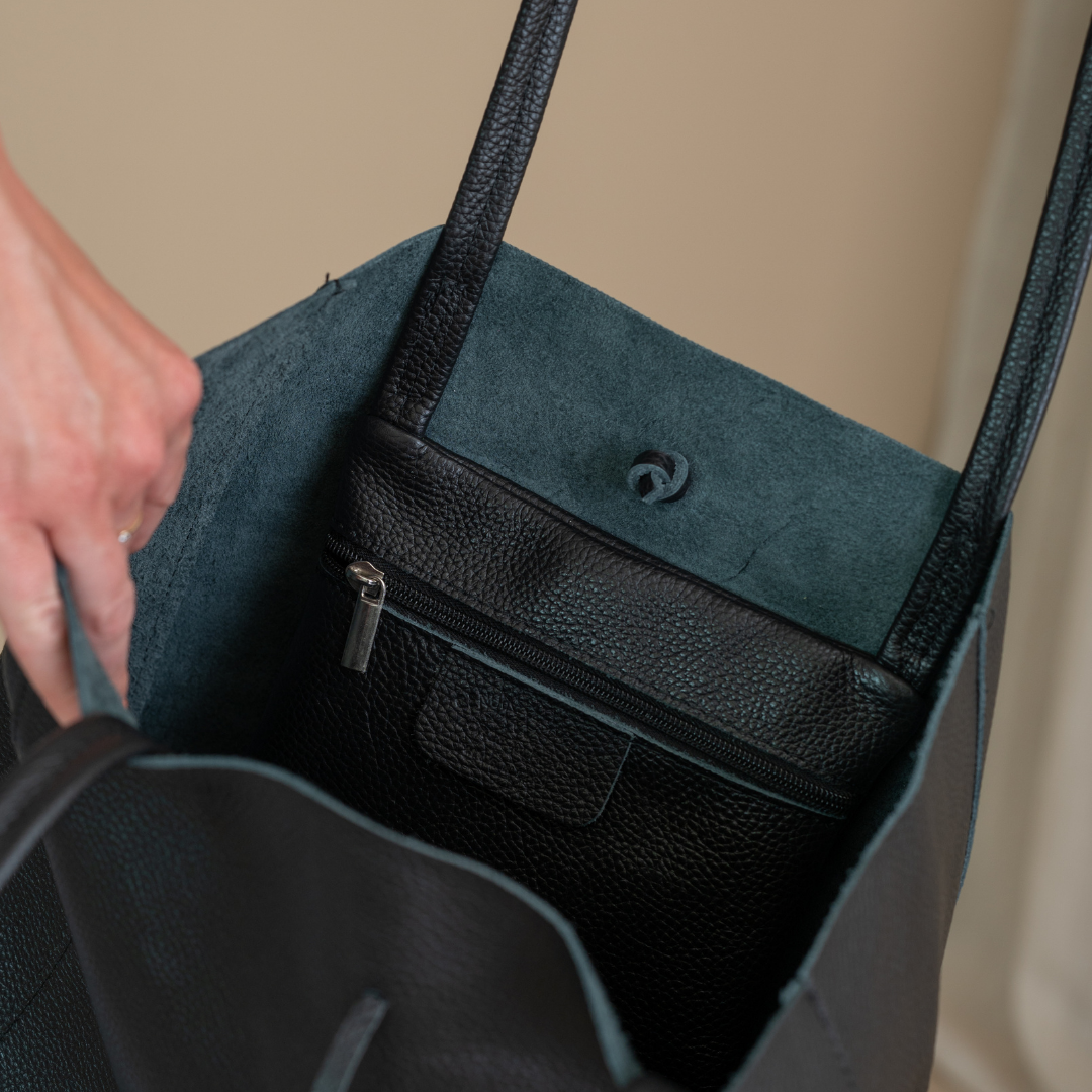 Shopper (leer) Liene | Zwart