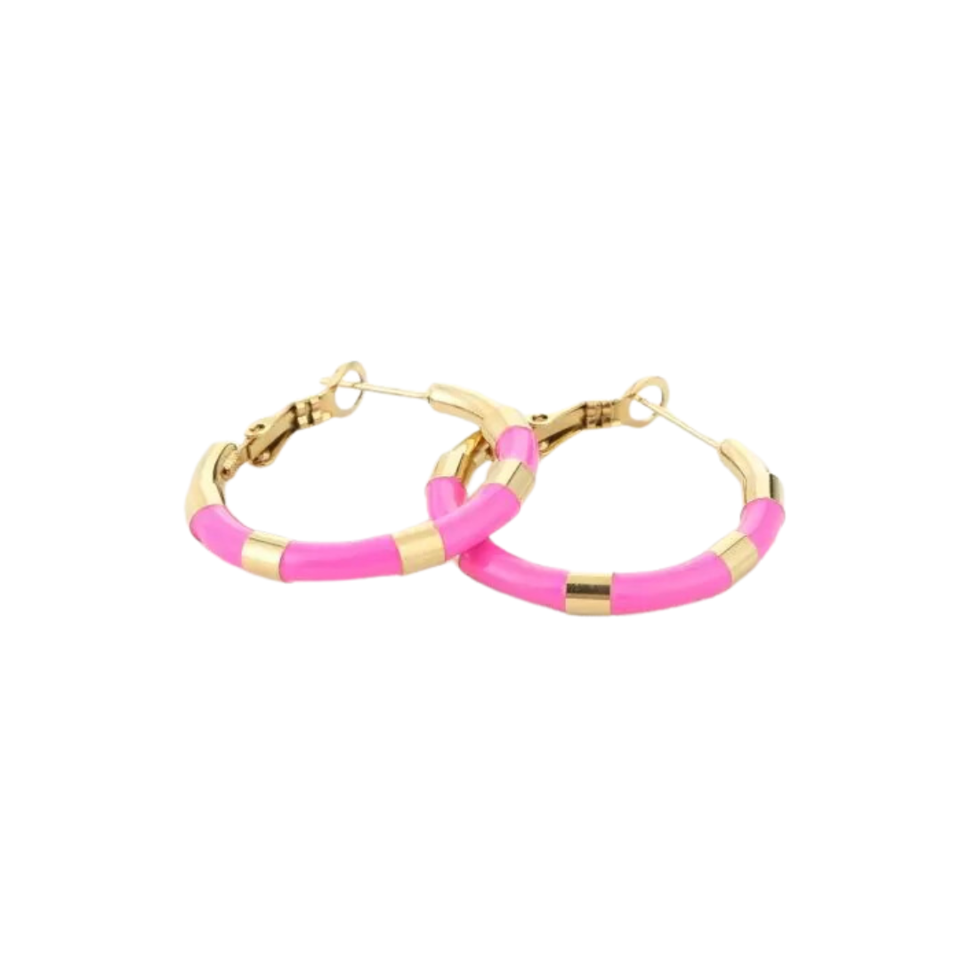 Ohrringe in Gold-Fuchsia