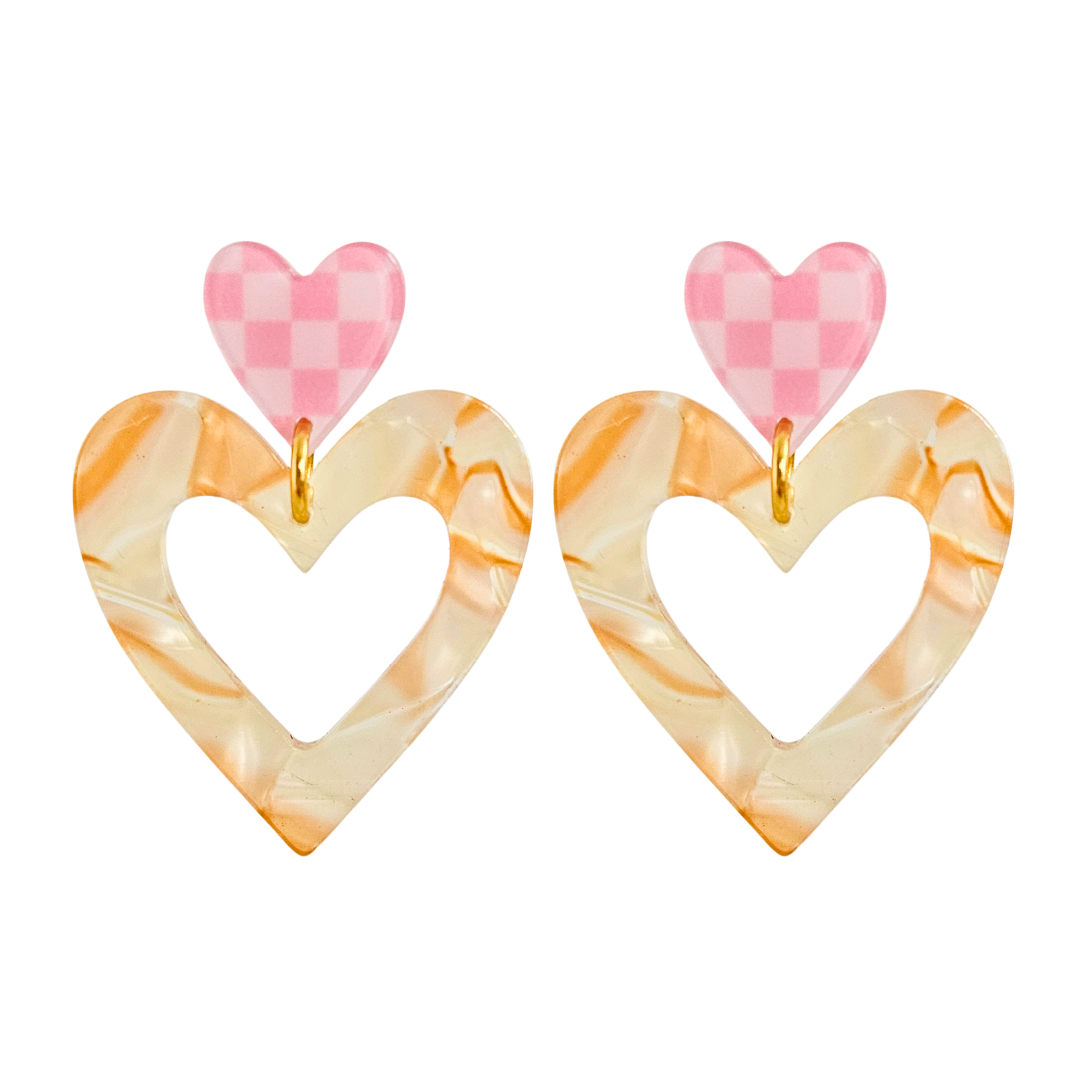 Oorbellen Harten | Pink - Copper
