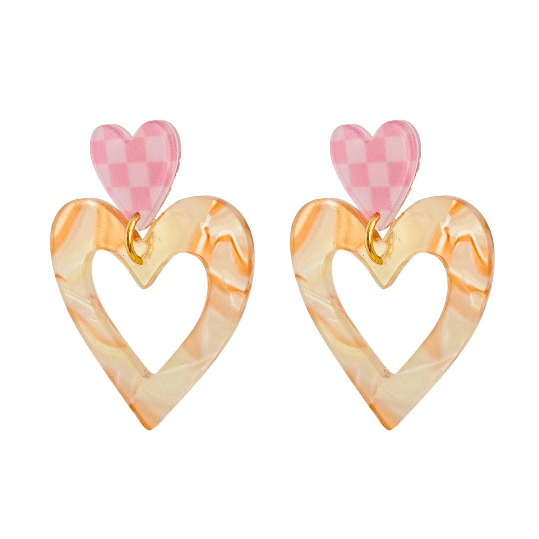 Oorbellen Harten | Pink - Copper