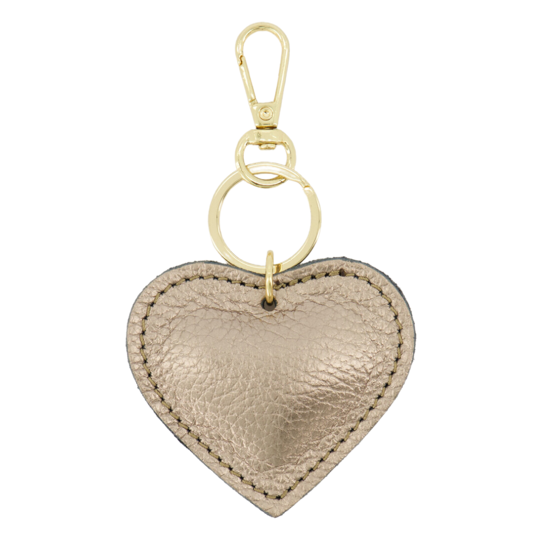 Sleutelhanger Hart Leer | Taupe Metallic