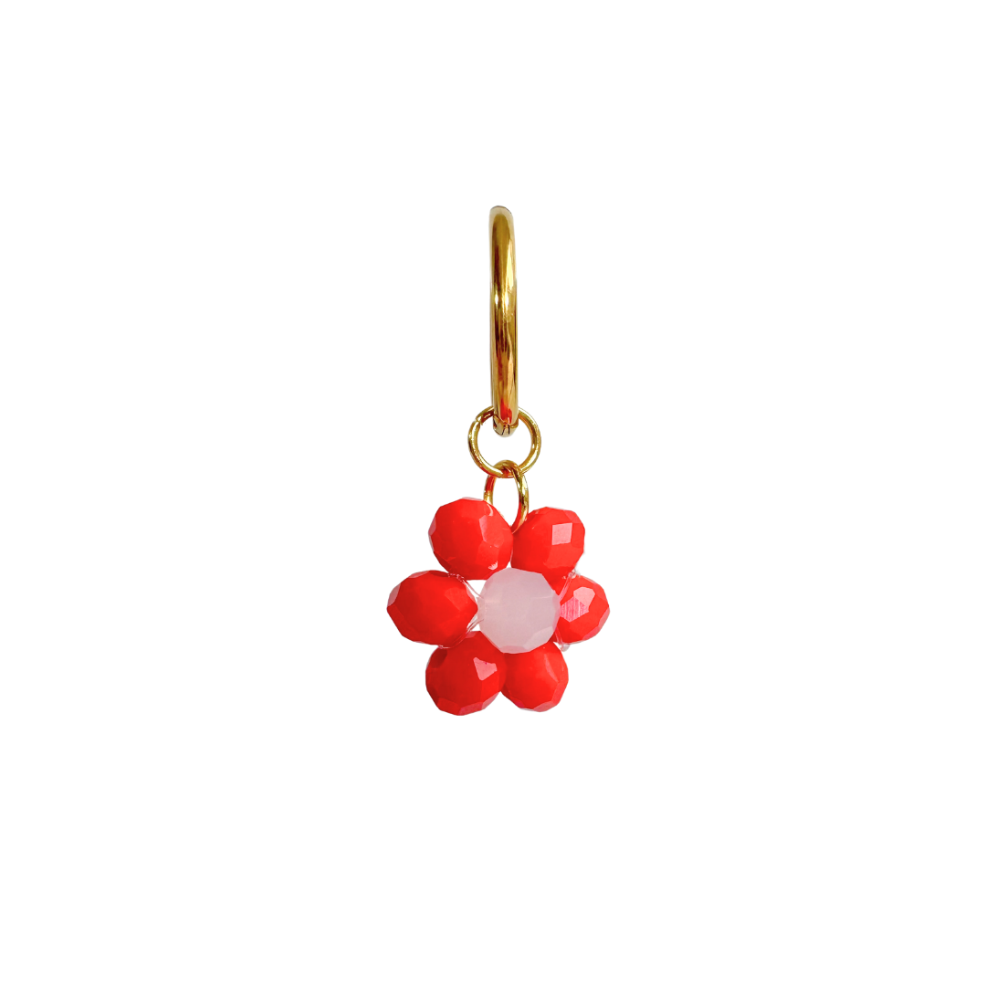 Single Oorbel Flower Red