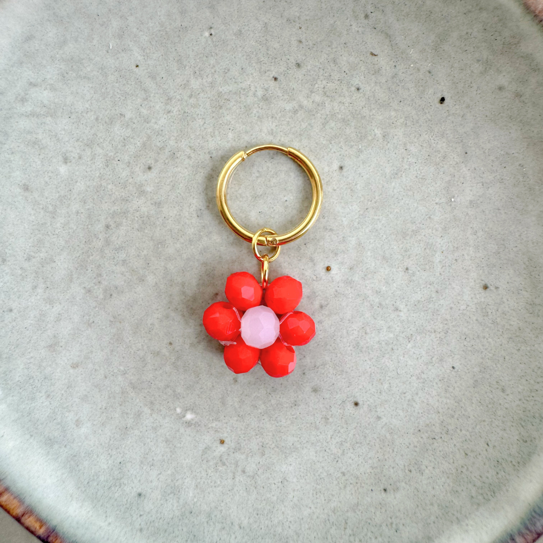 Single Oorbel Flower Red