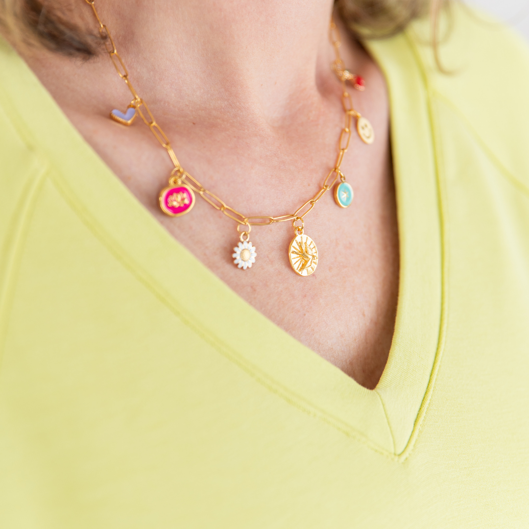 Schakelketting met bedels | Happy 01