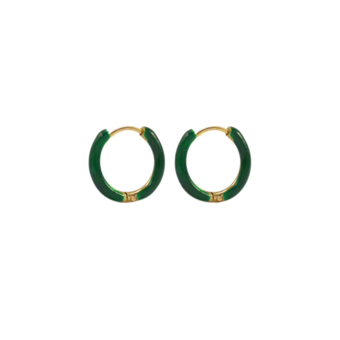Earrings Creoles Enamel | Green