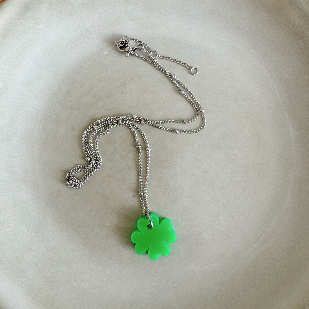 Ketting Lume Charms | Klavertje Green Silver