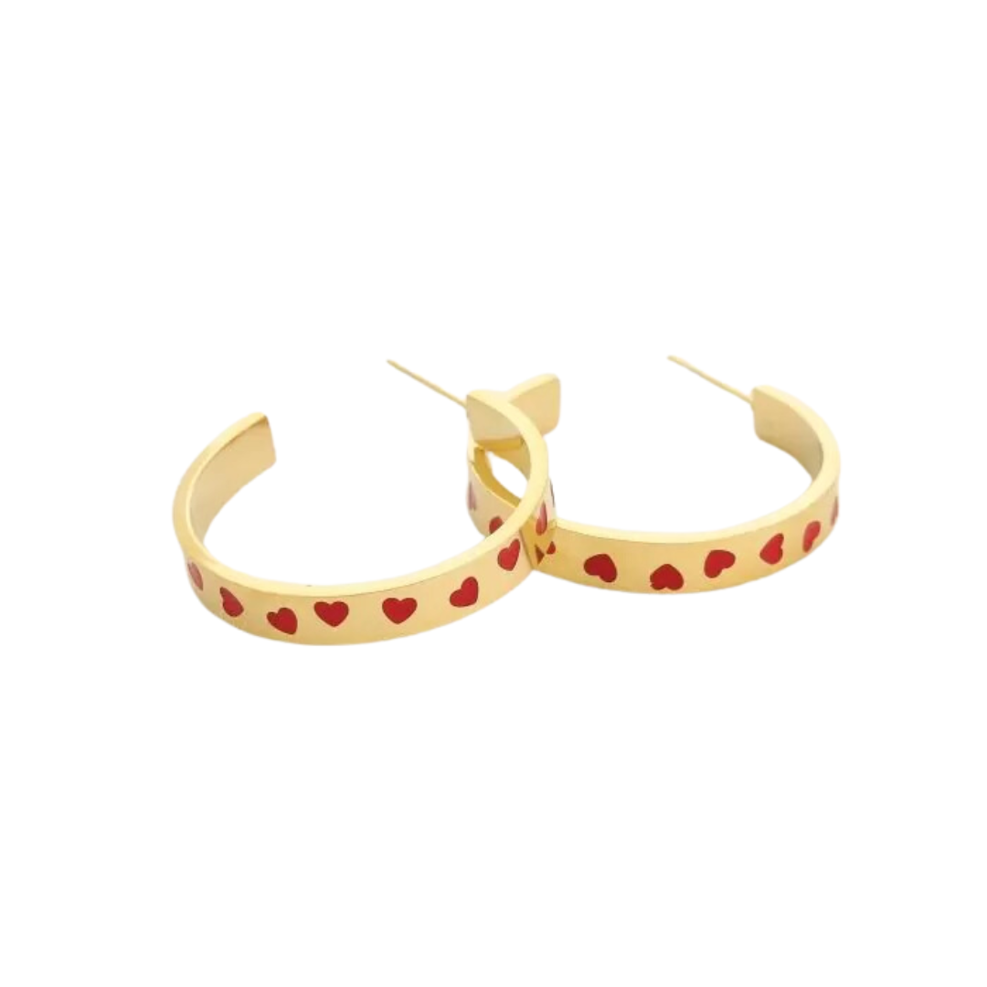 Oorbellen Hartjes | Rood Goud