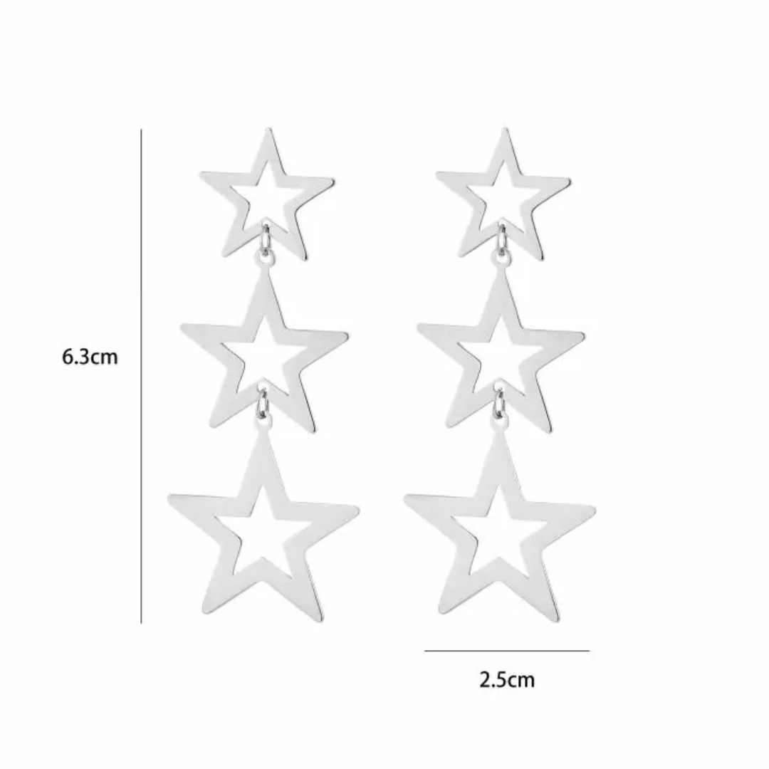 Statement Oorbellen Stars | Zilver
