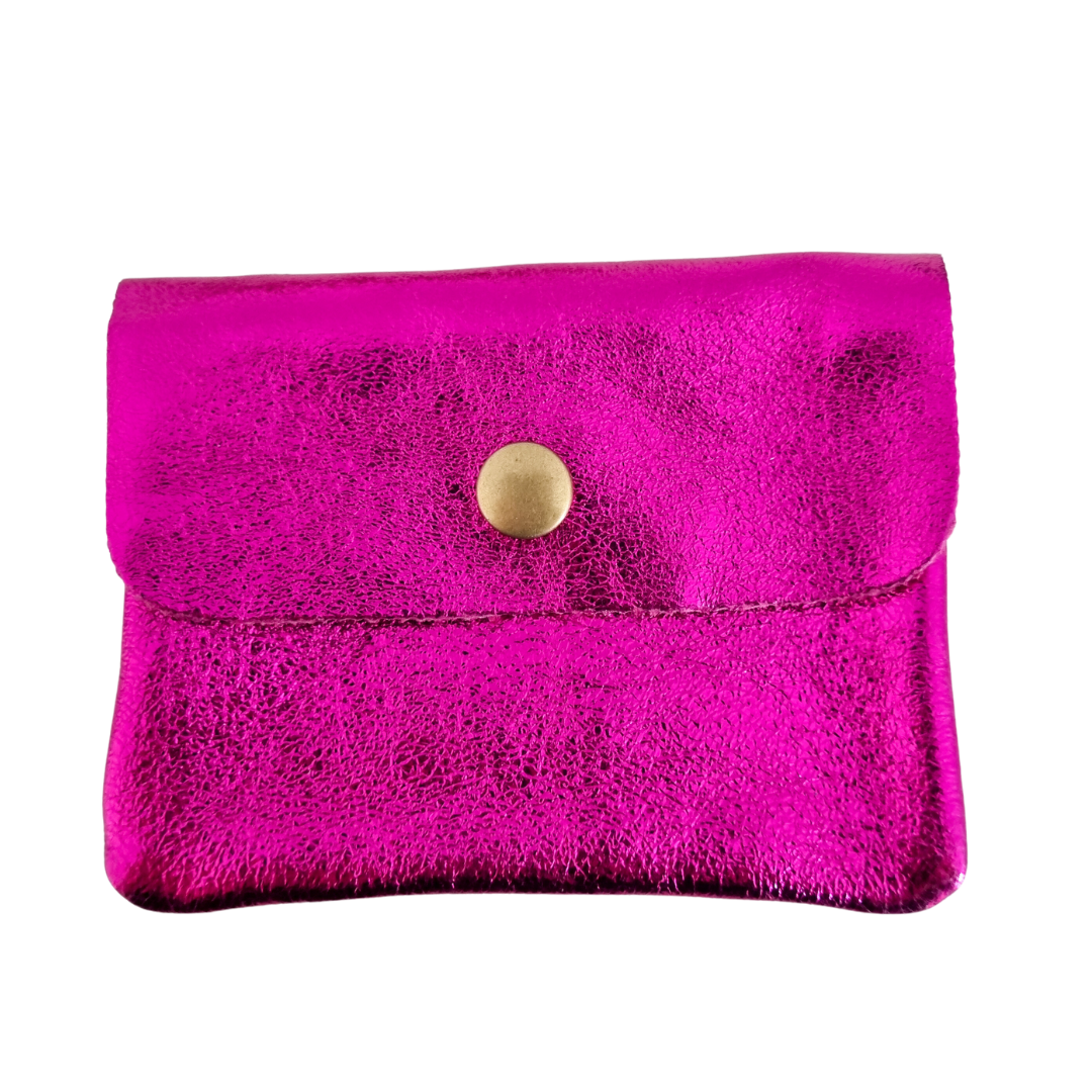 Ledergeldbörse | Fuchsia Metallic