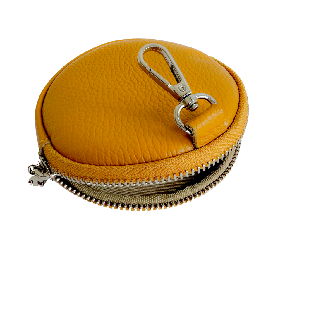 Rundes Lederportemonnaie | Ocker