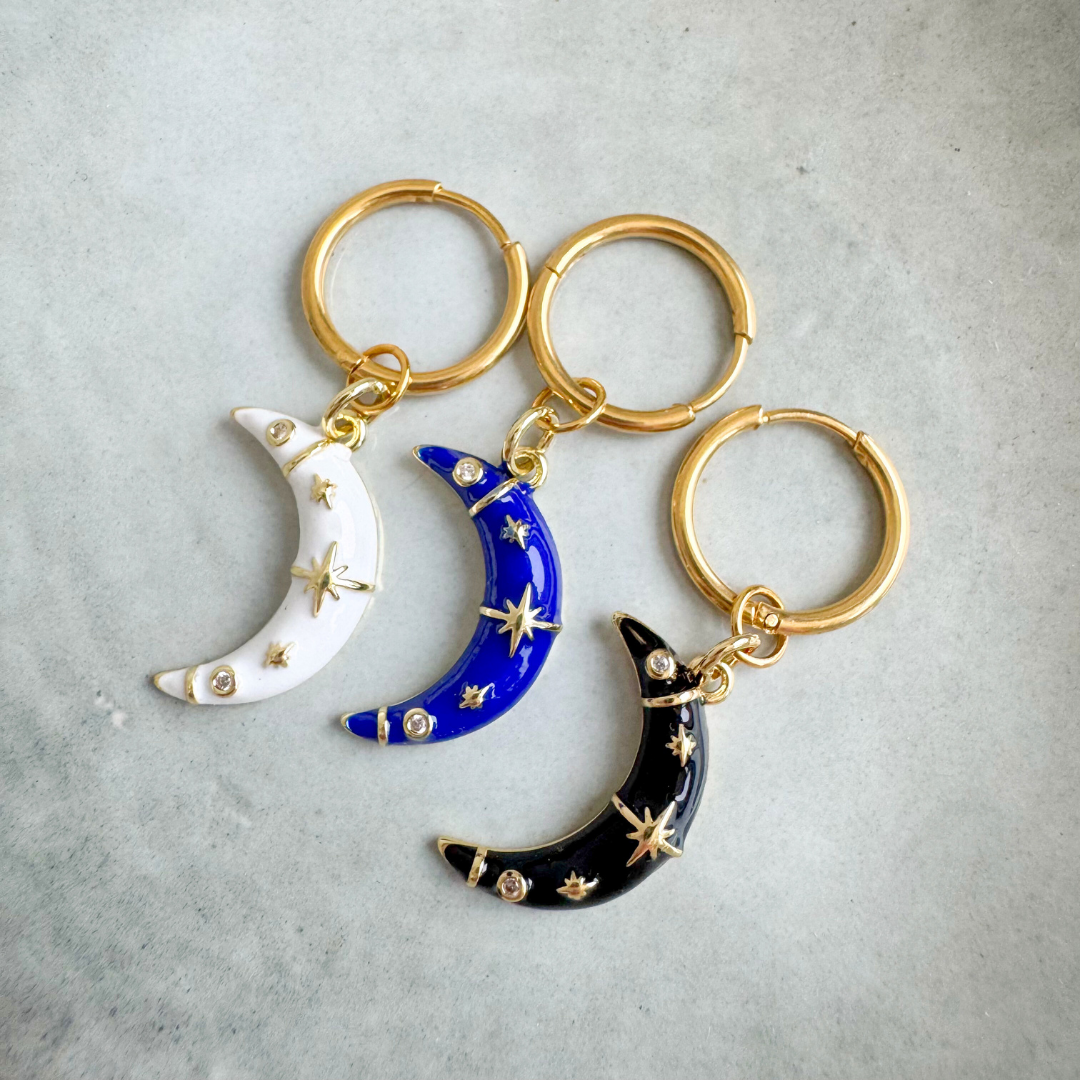 Single Earring Moon Blue