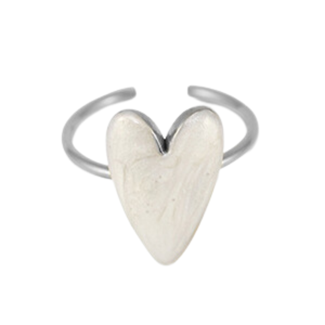 Ring Hart | Pearl White Zilver