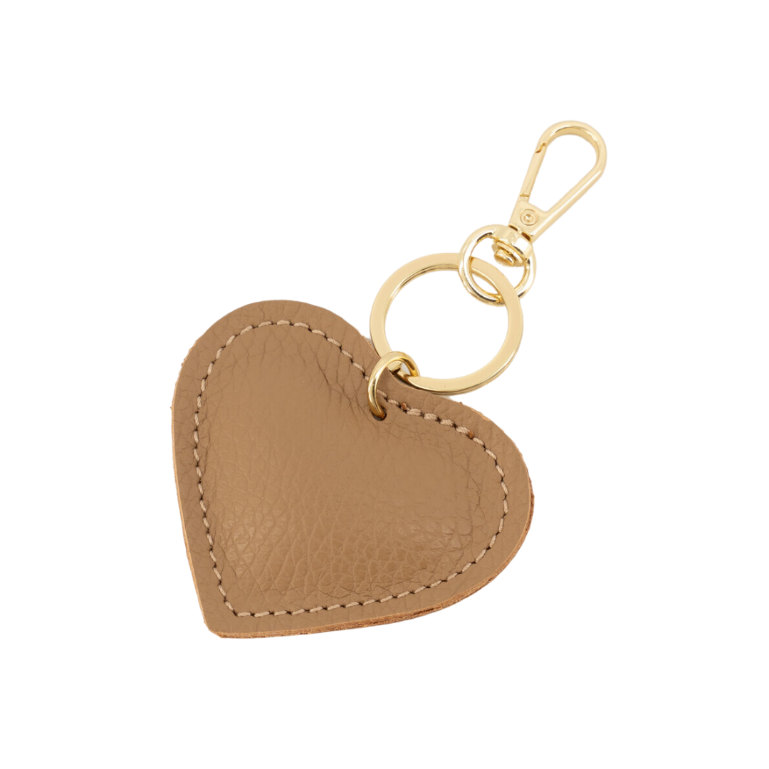 Sleutelhanger Hart Leer | Licht Taupe