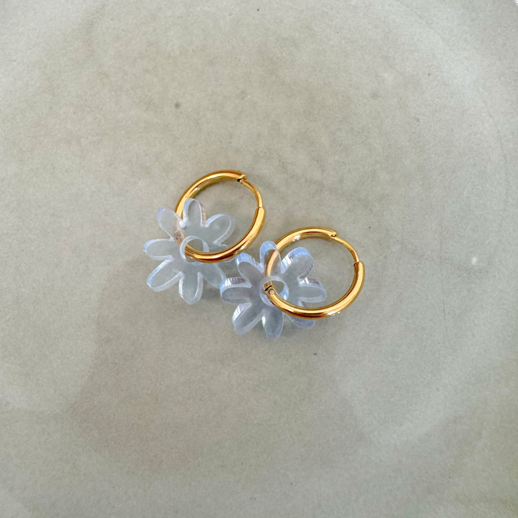 Oorbellen Hoops Lume Charms | Flower Neon Blue