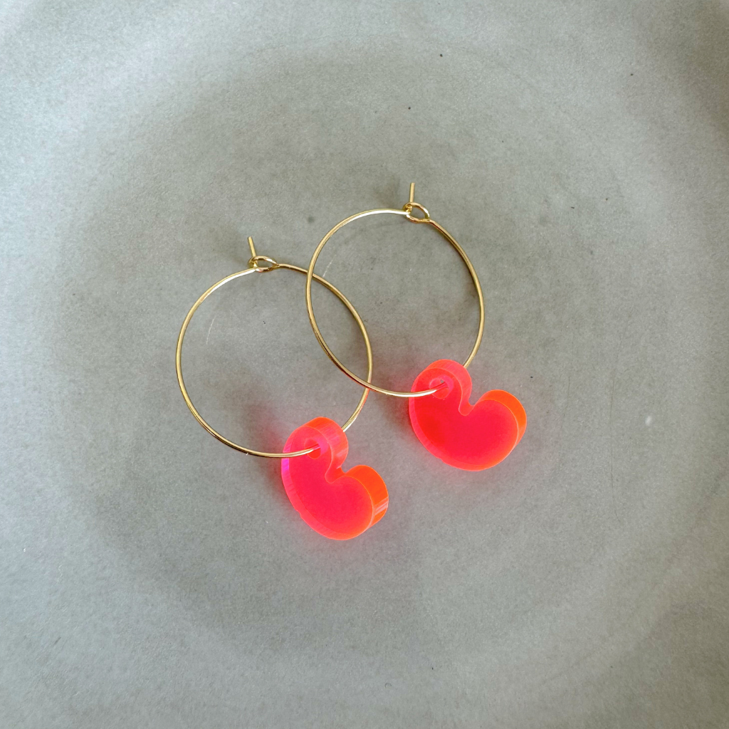 Oorbellen Hoops Lume Charms | Pompeblêdsjes Neon Pink