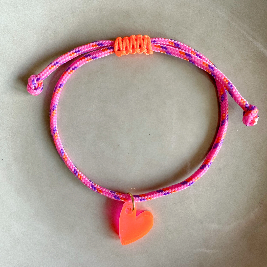 Armband Lume Charms | Heart Neon Pink
