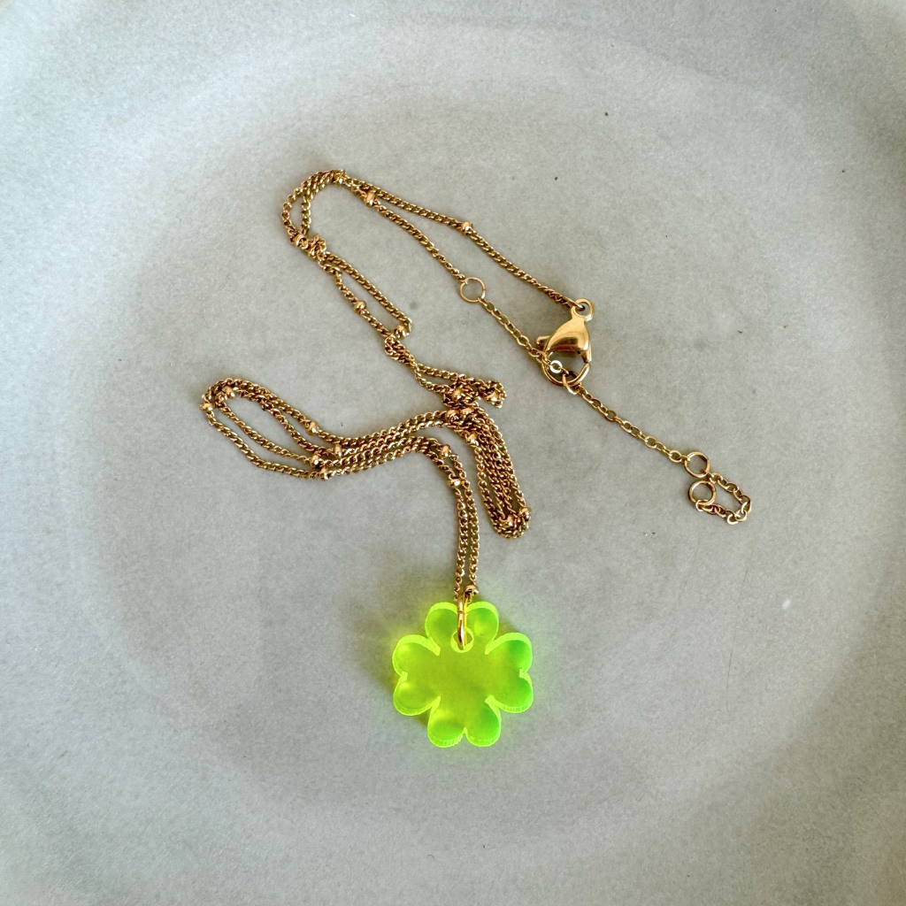 Ketting Lume Charms | Klavertje Neon Yellow Gold
